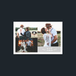 Lienzo Collage de Fotos de Boda Rústica Moderna con Monog<br><div class="desc">Colaje de Fotos de Boda Rústica Moderna con Monograma de Hoja en Lienzo</div>