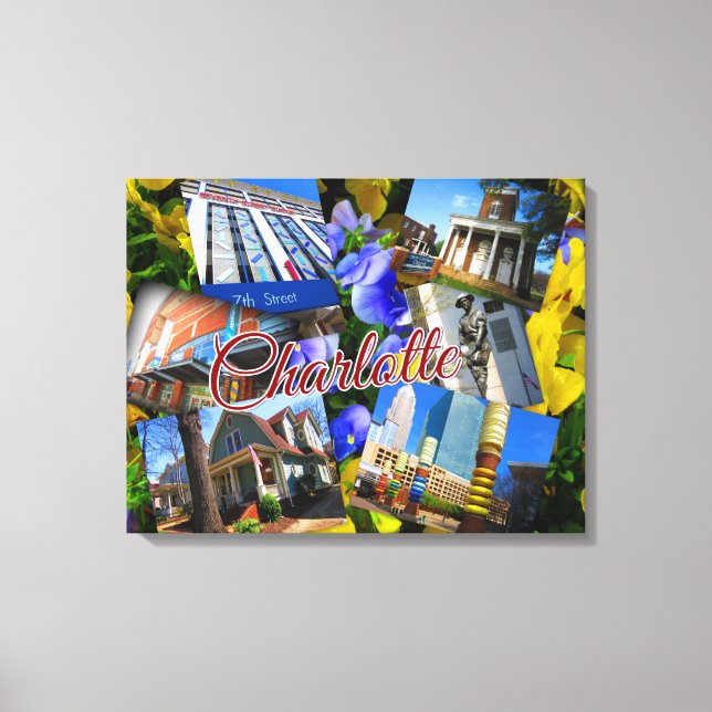 Lienzo Collage de fotos de Charlotte Carolina del Norte (Anverso)