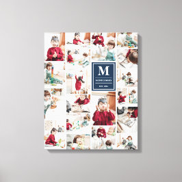 Lienzo Collage de fotos de imágenes del Monograma Azul de