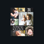 Lienzo Collage de fotos de la familia moderna de bloques<br><div class="desc">Moderno Collage de fotos Black Color Block Family 6 - con apellido familiar personalizado, año y carta inicial, todo ello organizado en un elegante diseño de rejilla. Este diseño moderno y elegante muestra 6 de tus propias imágenes con gusto. Disponible en varias coloridas para adaptarse a la decoración de las...</div>