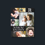 Lienzo Collage de fotos de la familia moderna de bloques<br><div class="desc">Moderno Collage de fotos Black Color Block Family 6 - con apellido familiar personalizado, año y carta inicial, todo ello organizado en un elegante diseño de rejilla. Este diseño moderno y elegante muestra 6 de tus propias imágenes con gusto. Disponible en varias coloridas para adaptarse a la decoración de las...</div>