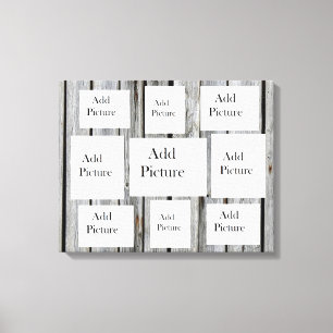 Lienzo Collage de fotos De Madera Rústica Afectada Por El