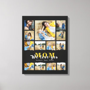 Lienzo Collage de fotos de mamá de la abuela negra y blan