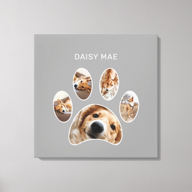 Lienzo Collage de fotos de nombre de Mascota de Personali (Anverso)