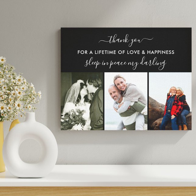 Lienzo Collage de fotos de recuerdo dormido en paz negro (Subido por el creador)