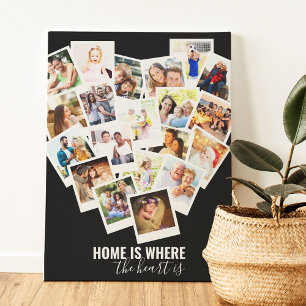 Lienzo Collage de fotos en forma de corazón El hogar es