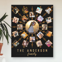 Collage de fotos familiar 21 imágenes oro negro + 