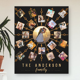Lienzo Collage de fotos familiar 21 imágenes oro negro +