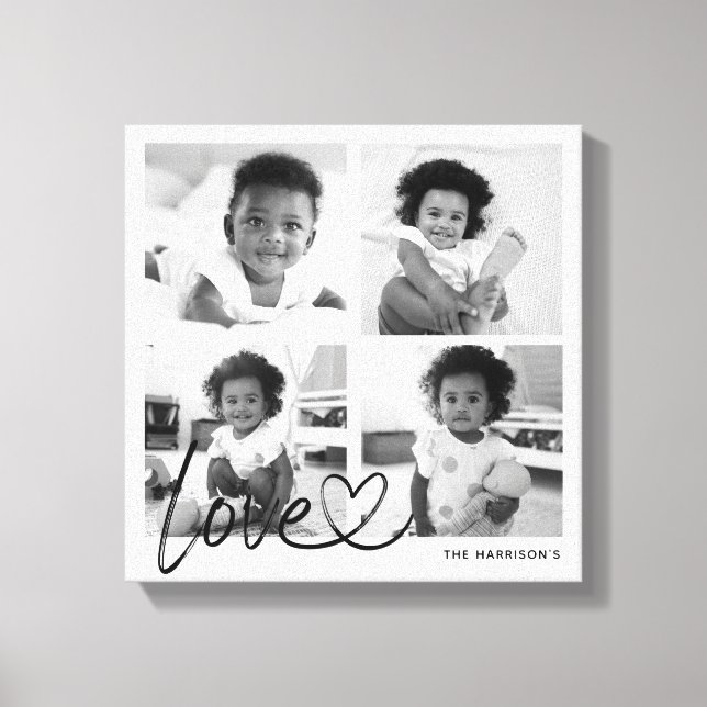 Lienzo Collage de fotos familiar moderno guión de amor (Anverso)