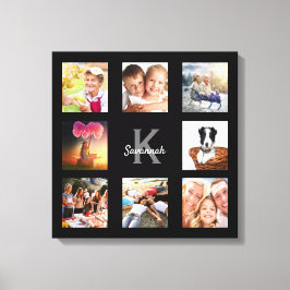 Lienzo Collage de fotos familiar monograma negro único