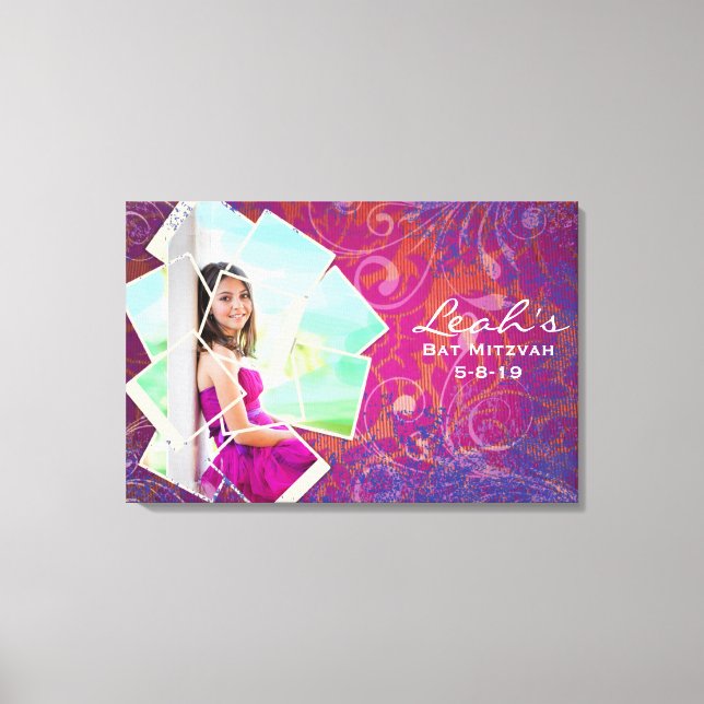 Lienzo COLLAGE DE FOTOS Guay Bat Mitzvah Rótulo A Bordo (Anverso)