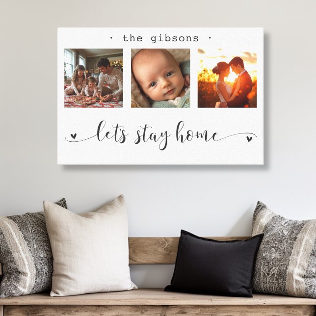 Lienzo Collage de fotos moderno: Sigamos en casa (Modern Photo Collage Let's Stay Home Canvas Print)