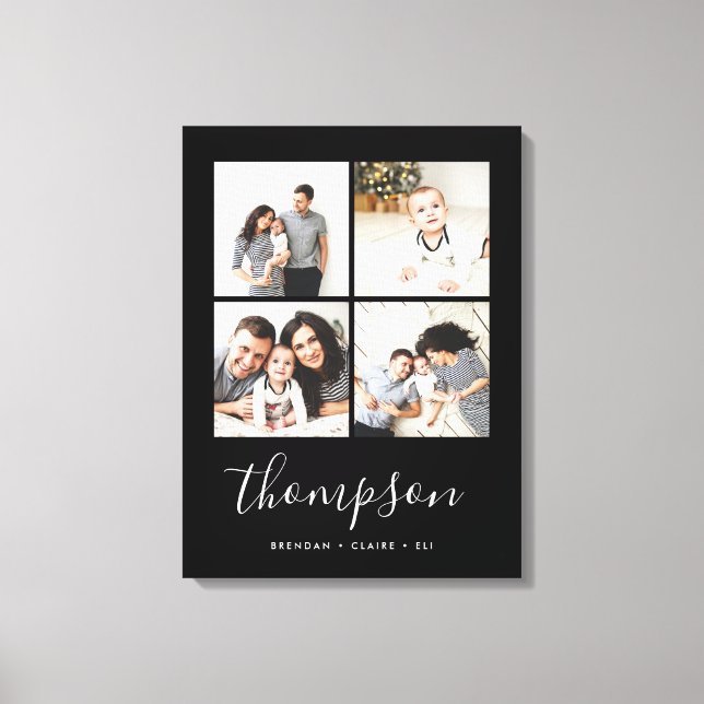 Lienzo Collage de fotos Monograma 4 de la familia moderna (Anverso)