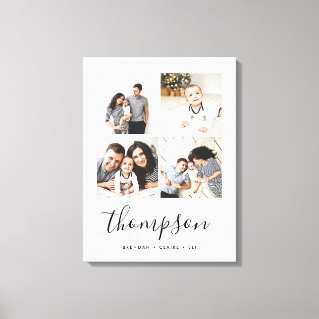 Lienzo Collage de fotos Monograma 4 de la familia moderna (Anverso)