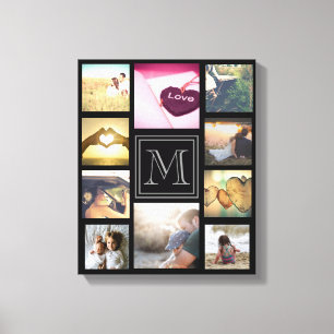 Lienzo Collage de fotos monogramado por personalizado de