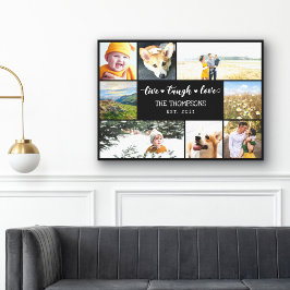 Lienzo Collage de fotos negro de Live Laugh Love