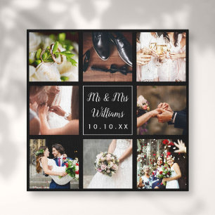 Lienzo Collage de fotos personalizadas del día de la boda