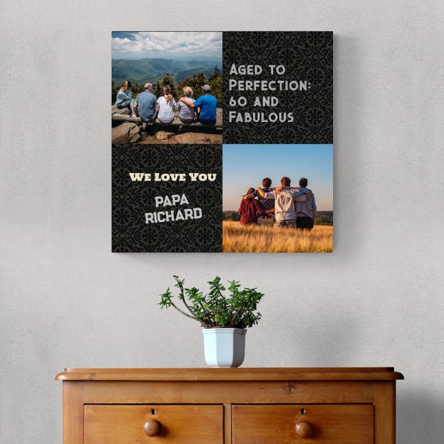 Lienzo Collage de fotos personalizado 60 Regalos de cumpl (60th Birthday Gifts for Men)