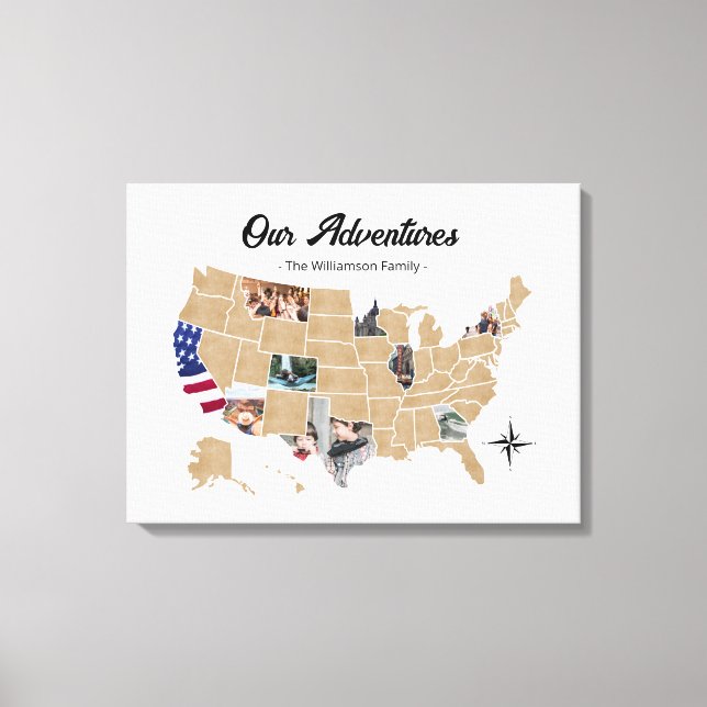 Lienzo Collage de fotos Personalizado de aventuras de via (Anverso)