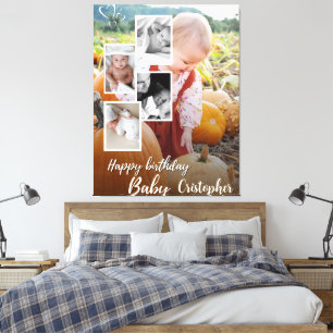 Lienzo Collage de fotos personalizado Nacimiento