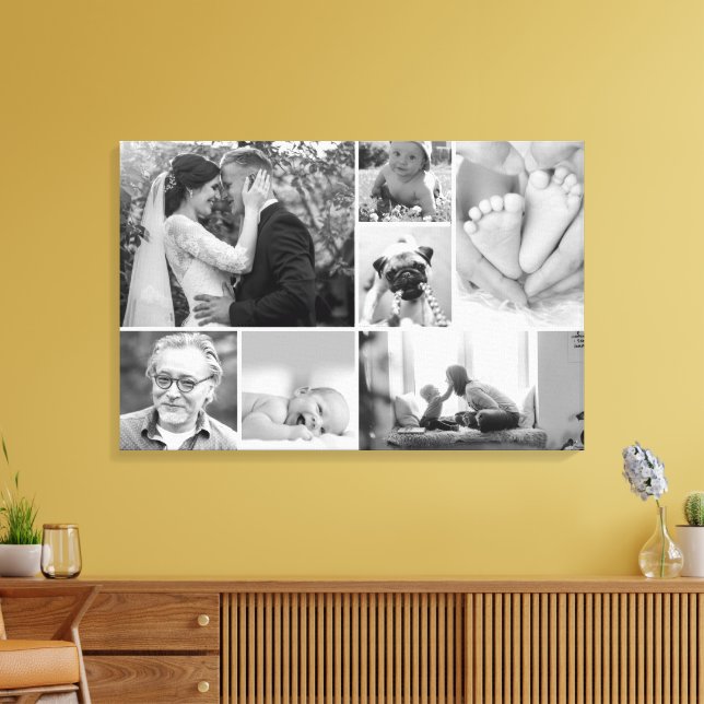 Lienzo Collage de galería familiar Fotos en blanco y negr (Insitu (Sala de estar))