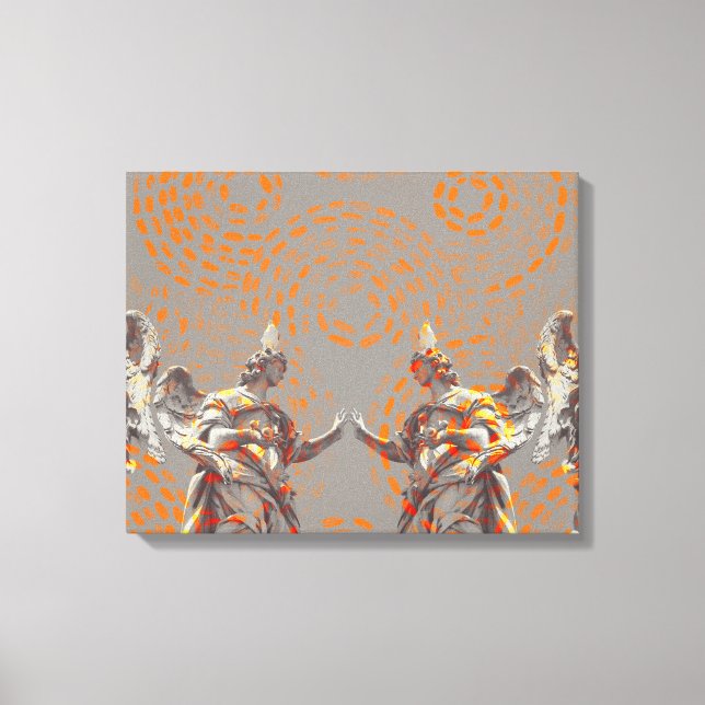 Lienzo Collage de Guay de esculturas y círculos naranjas (Anverso)