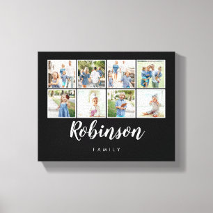 Lienzo Collage de la familia fotográfica Monogramado 8 Bl