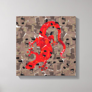 Lienzo Collage de Lagarto Rojo