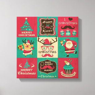 Lienzo Collage de Mustache, muy masculino Navidad