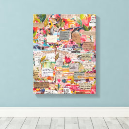 Lienzo Collage de papel floral Medios mixtos