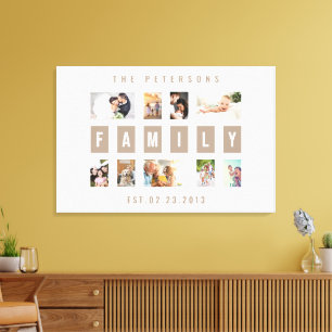 Lienzo Collage de pared moderno para familia con 9 fotos