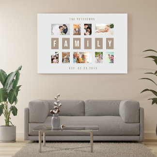 Lienzo Collage de pared moderno para familia con 9 fotos 