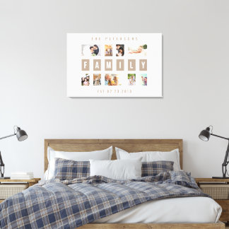Lienzo Collage de pared moderno para familia con 9 fotos 
