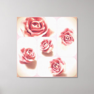 Lienzo Collage de Rosas de golosinas rosadas y blancas