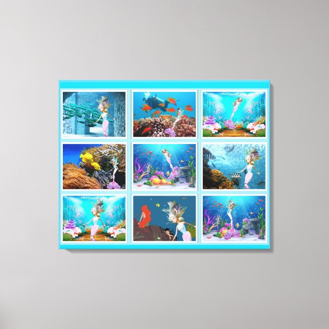 Lienzo Collage de sirena famosa. (Anverso)