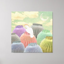Lienzo Collage del cielo de la luna del loro de los cactu