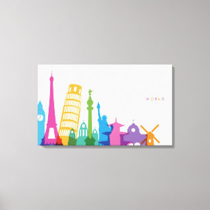 Lienzo Collage del pastel de los monumentos del mundo