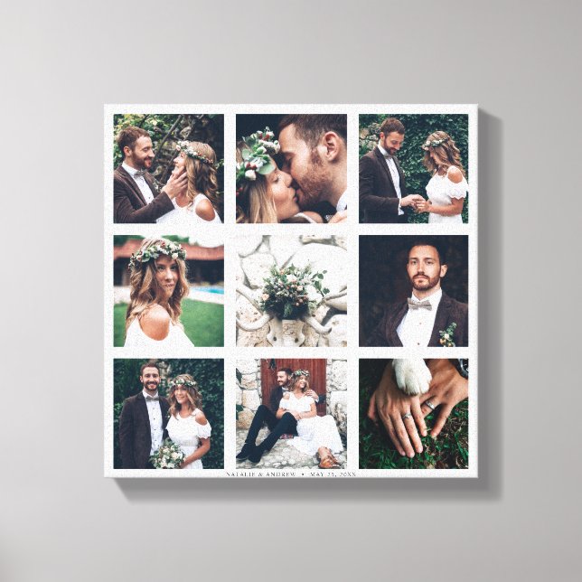 Lienzo Collage personalizado 9 Boda Photo Square (Anverso)