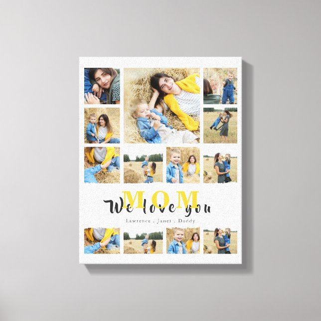 Lienzo Collage personalizado monogramado te amamos mamá (Anverso)