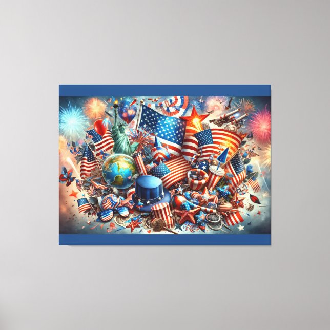 Lienzo Collage por el Día de la Independencia el 4 de jul (Anverso)