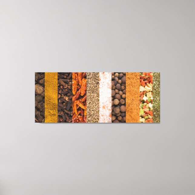 Lienzo Collage set de especias e ingredientes alimentario (Anverso)