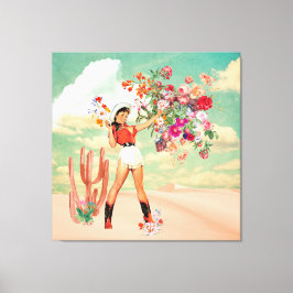 Lienzo Collage surrealista del desierto de Pinup Bouquet