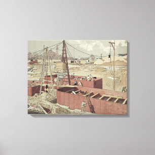 Lienzo Colocación de las fundaciones para la torre Eiffe