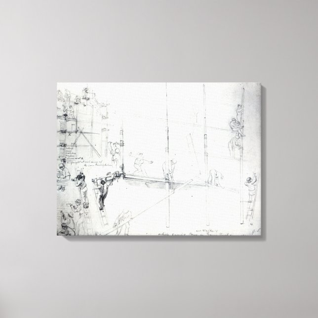 Lienzo Colocación de Scaffolding frente a la casa de Crai (Anverso)