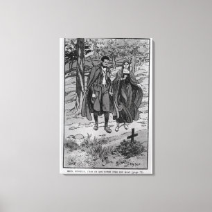 Lienzo Colomba y su hermano al lado de su padre