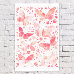 Lienzo Color de agua de mariposa Peach Coral Pink<br><div class="desc">Pintura de mariposa de color blanco y rosa coral. Arte original de Nic Squirrell.</div>