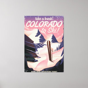 Lienzo ¡Colorado para esquiar! poster de viajes vintage