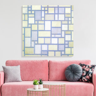 Lienzo Colores Brillantes Líneas Grises Piet Mondrian