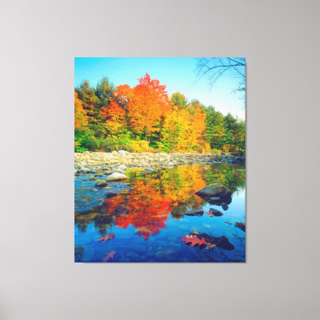 Lienzo Colores otoñales reflejando en un arroyo en Vermon (Anverso)