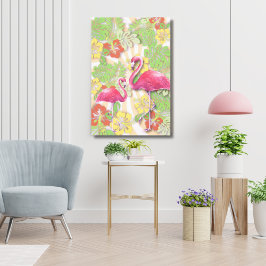 Lienzo Colorful Abstract Flamingo & Floral 24"x36"